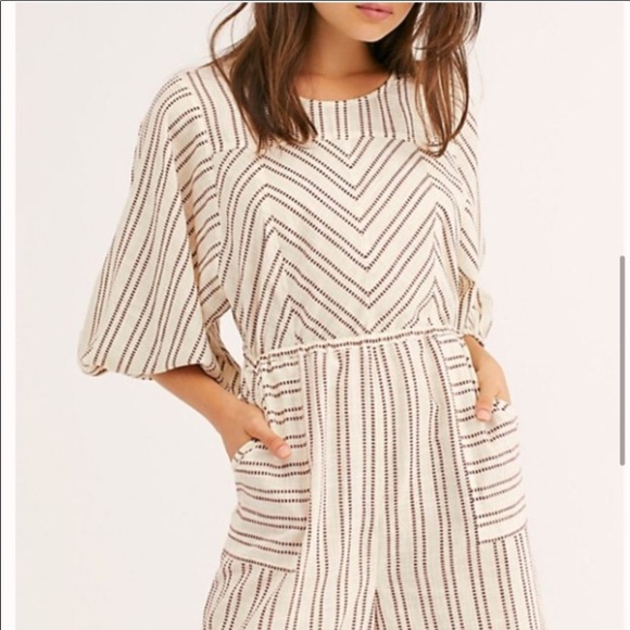 NEW Free People Kenny Striped Cotton Jumpsuit - Picture 4 of 5